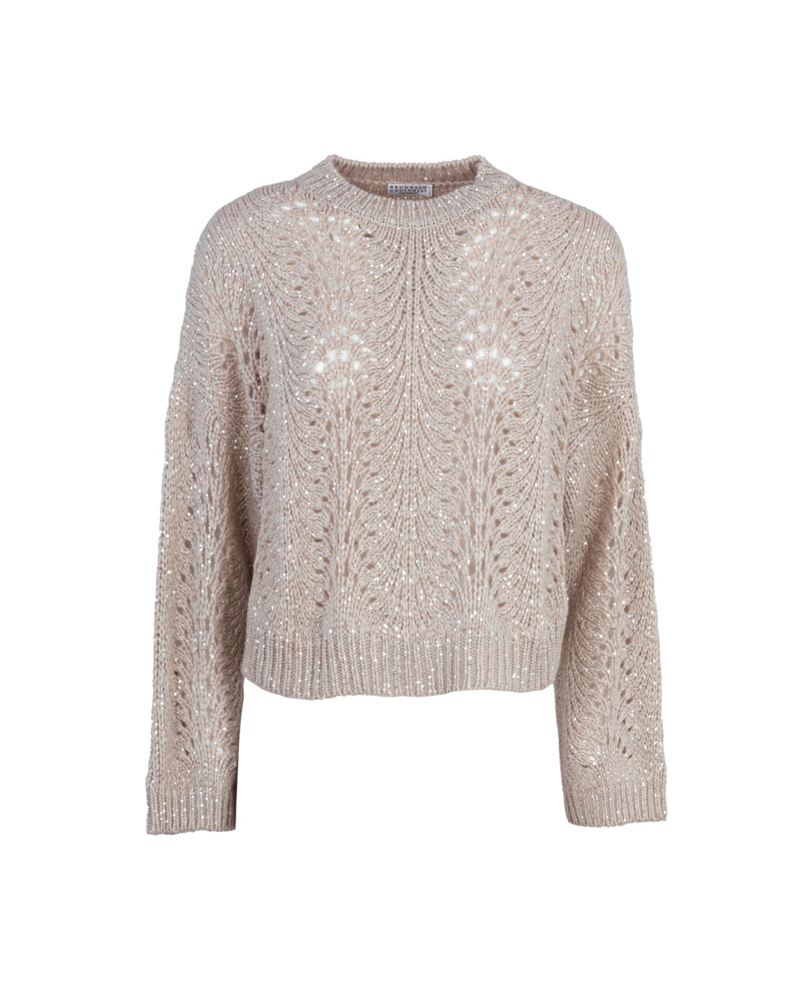 shop BRUNELLO CUCINELLI  Pull: Brunello Cucinelli maglia Dazzling Lace in cashmere Piuma.
Girocollo.
Spalla abbassata.
Lavorazione speciale.
Decorazione in monile Nickel-free.
Composizione: 58% Cashmere 23% Poliammide 19% Poliestere.
Fabbricato in Italia.. MPT361500-CYY04 number 562049